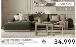 Skeidar Sagrado hjørnesofa m/sjeselong tilbud