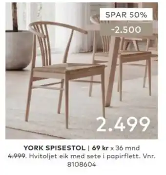 Skeidar York spisestol tilbud