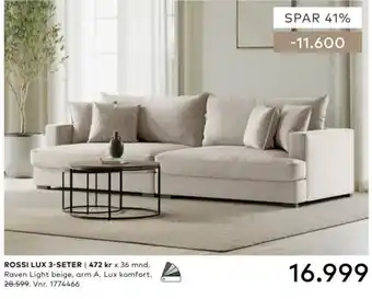 Skeidar Rossi Lux 3-seter tilbud