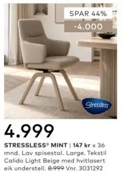 Skeidar Stressless Mint tilbud