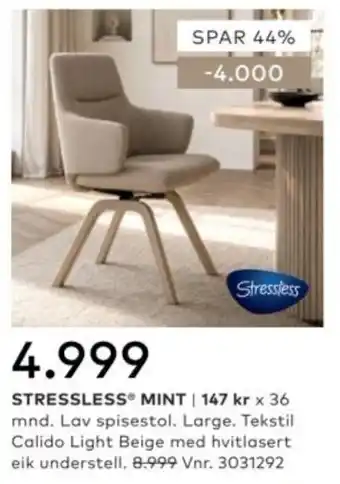 Skeidar Stressless Mint tilbud