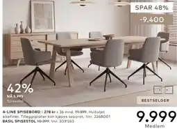 Skeidar A-line spisebord basil spisestol tilbud