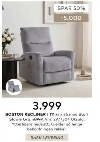 Skeidar Boston Recliner tilbud