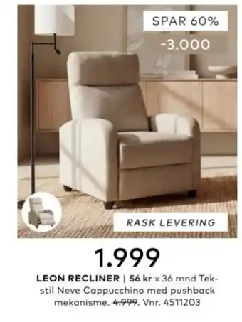 Skeidar Leon Recliner tilbud