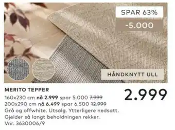Skeidar Merito Tepper tilbud