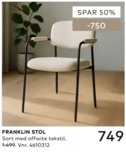 Skeidar Franklin stol tilbud