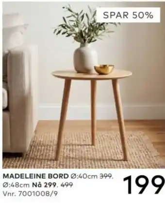 Skeidar Madeleine bord tilbud