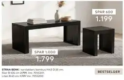 Skeidar Straa benk i sortlakkert bambus tilbud