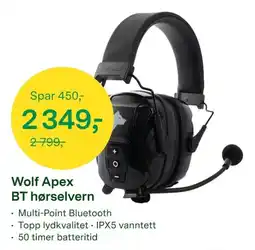 Felleskjøpet Wolf Apex BT hørselvern tilbud