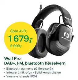 Felleskjøpet Wolf Pro DAB+ FM bluetooth hørselvern tilbud