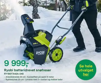 Ryobi batteridrevet snøfreser