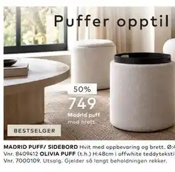 Skeidar MADRID PUFF/ SIDEBORD tilbud