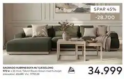 Skeidar SAGRADO HJØRNESOFA M/ SJESELONG tilbud