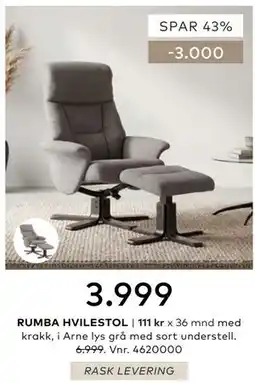 Skeidar RUMBA HVILESTOL tilbud