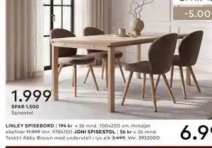 Skeidar JONI SPISESTOL tilbud