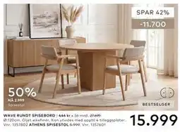 Skeidar WAVE RUNDT SPISEBORD tilbud