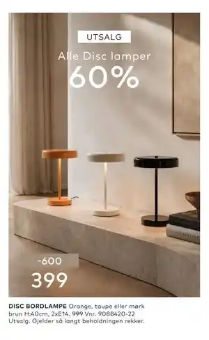 Skeidar DISC BORDLAMPE tilbud