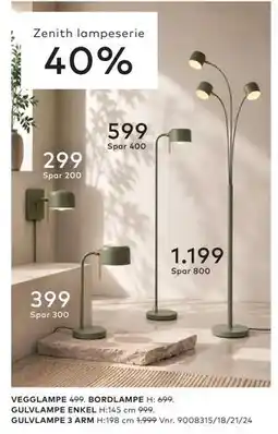 Skeidar GULVLAMPE 3 ARM tilbud