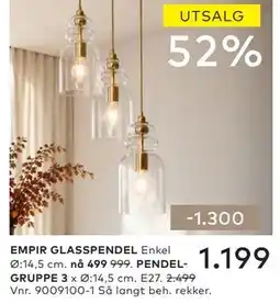 Skeidar EMPIR GLASSPENDEL tilbud