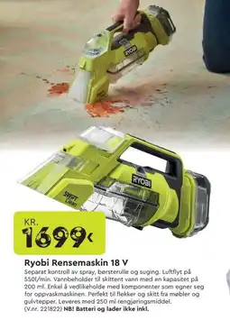 Mekk Ryobi Rensemaskin 18 V tilbud