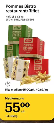 Storcash Hoff pommes bistro restaurant/riflet tilbud