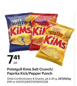 Storcash Potetgull Kims Salt Crunch/Paprika Kick/Pepper Punch tilbud