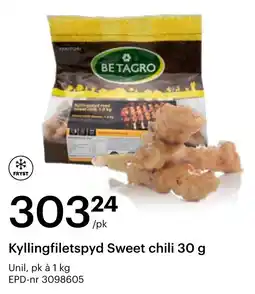 Storcash Betagro Kyllingfiletspyd Sweet chili tilbud