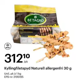 Storcash Betagro Kyllingfiletspyd Naturell allergenfri tilbud