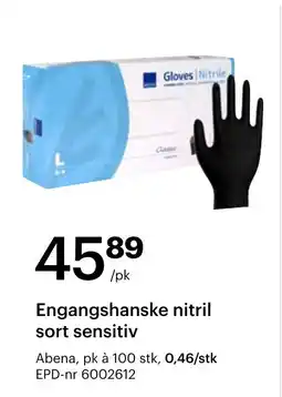 Storcash Abena engangshanske nitril sort sensitiv tilbud