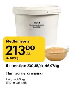 Storcash Unil hamburgerdressing tilbud