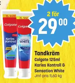 Eurocash Tandkräm Colgate 125ml Karies Kontroll & Sensation White tilbud