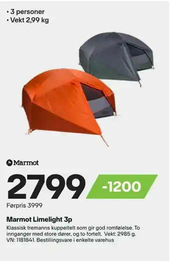 XXL Sport Marmot Limelight 3p tilbud