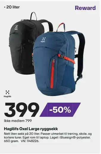 XXL Sport Haglöfs Oxel Large ryggsekk tilbud