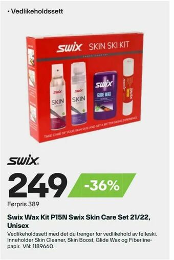 XXL Sport Swix Wax Kit P15N Swix Skin Care Set 21/22, Unisex tilbud