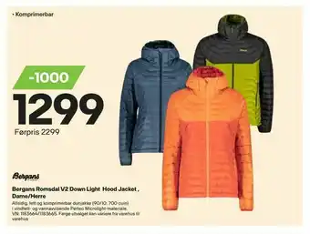 XXL Sport Bergans Romsdal V2 Down Light Hood Jacket Dame/Herre tilbud