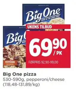 Meny Big One pizza tilbud