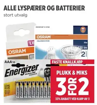 Meny Alle lyspærer og batterier tilbud