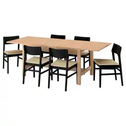 IKEA KarskÄr / skansnÄs Bord og 6 stoler, gummitre/svart bøk, 160/220x90 cm tilbud
