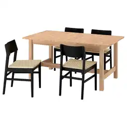 IKEA KarskÄr / skansnÄs Bord og 4 stoler, gummitre/svart bøk, 160/220x90 cm tilbud