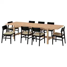 IKEA KarskÄr / skansnÄs Bord og 8 stoler, gummitre/svart bøk, 240/300x100 cm tilbud