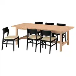 IKEA KarskÄr / skansnÄs Bord og 6 stoler, gummitre/svart bøk, 240/300x100 cm tilbud