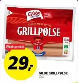 Bunnpris GILDE GRILLPØLSE tilbud