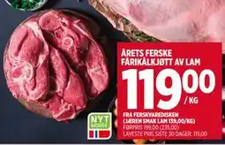 Meny ÅRETS FERSKE FÅRIKÅLKJØTT AV LAM tilbud