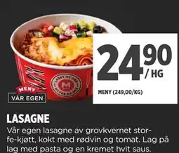 Meny LASAGNE tilbud