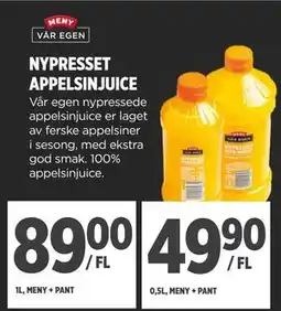 Meny NYPRESSET APPELSINJUICE tilbud