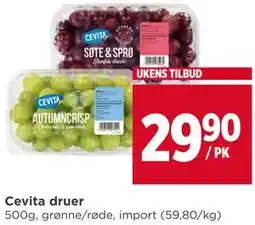 Meny Cevita druer tilbud