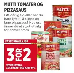 Meny MUTTI TOMATER OG PIZZASAUS tilbud