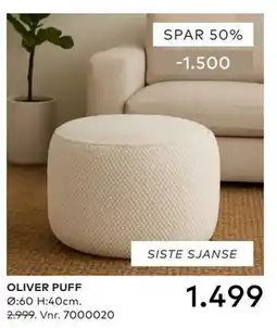 Skeidar OLIVER PUFF tilbud