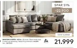 Skeidar BOSTON U-SOFA tilbud