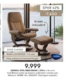 Skeidar CONSUL STOL MED KRAKK tilbud